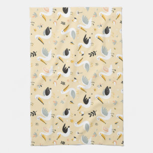 Whimsical Pelican Paradise Kitchen Towel