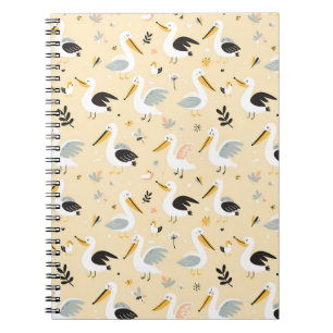 Whimsical Pelican Paradise Notebook