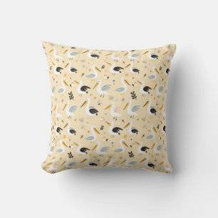 Whimsical Pelican Paradise Throw Pillow