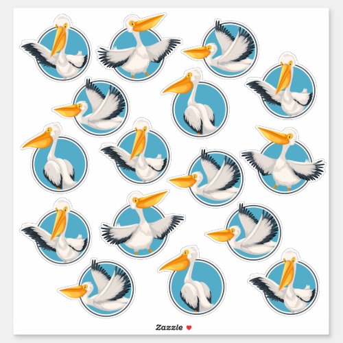 Whimsical Pelicans in Portholes Sticker
