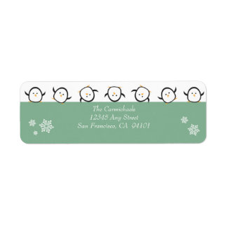 Whimsical Penguins Holiday Address Labels (aqua)