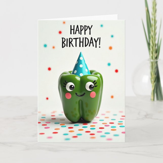 Whimsical Pepper Birthday Card (Front)