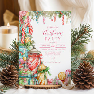 Whimsical Peppermint Holiday Invitation