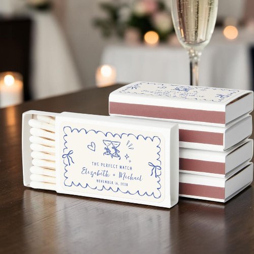Whimsical Perfect Match Blue Cream Wedding Matches