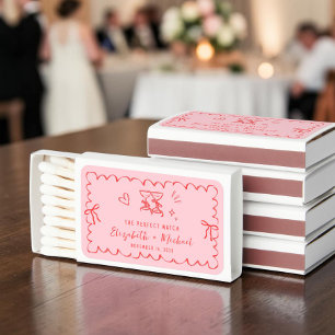 Whimsical Perfect Match Pink Red Wedding Matches