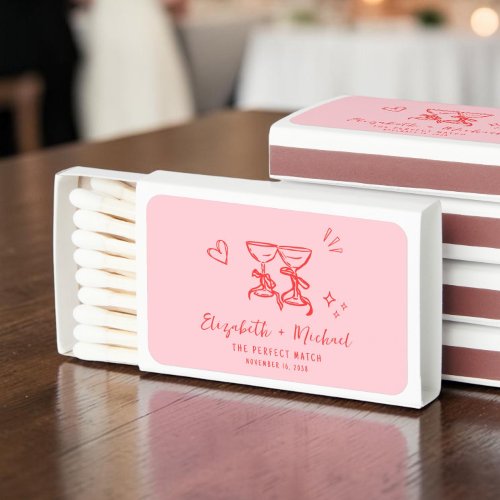 Whimsical Perfect Match Pink Red Wedding Matches