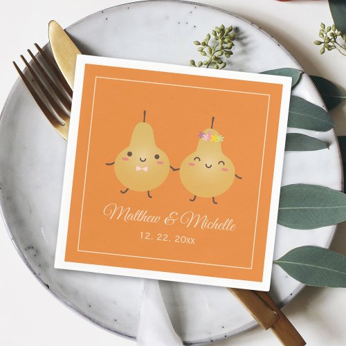 Whimsical Perfect Pear Perfect Pair Wedding Party Napkins