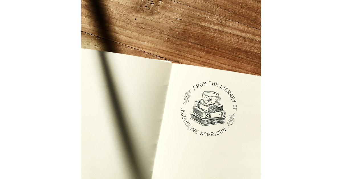 Botanical Custom Book Stamp Personalizable Family Library 