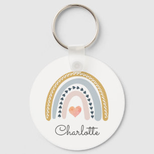 Whimsical Personalized Boho Rainbow  Keychain