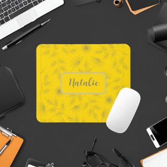 Whimsical  personalized floral in sunny yellow