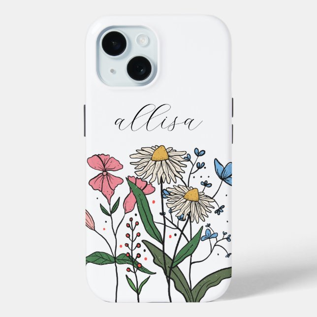 Whimsical Personalized Floral Wildflower  Case-Mate iPhone Case (Back)