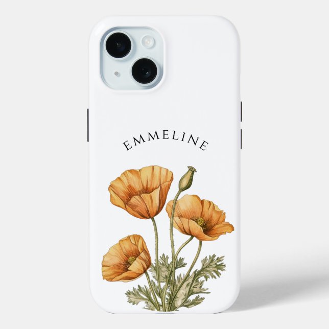 Whimsical Personalized Golden Poppies Case-Mate iPhone Case (Back)