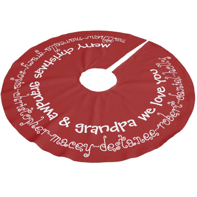 Whimsical Personalized grandkids names Grandparent Brushed Polyester Tree Skirt (Angled)