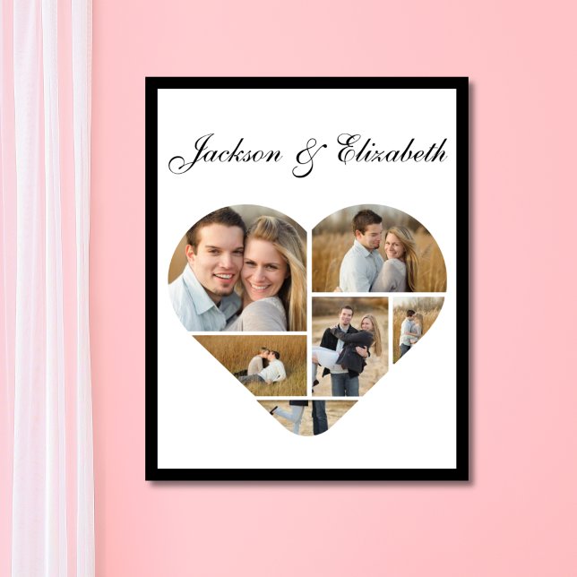 Whimsical Personalized Heart Love Photo Collage Poster (Creator Uploaded)