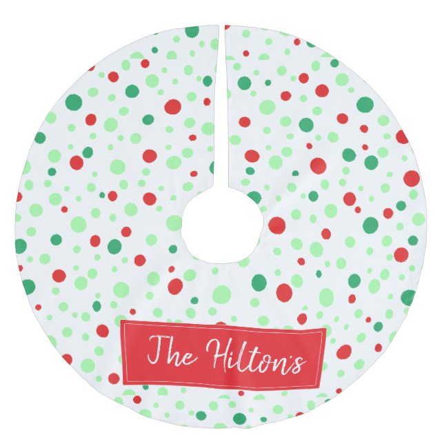 Whimsical Personalized  Polka Dot Christmas Skirt Brushed Polyester Tree Skirt (Front)