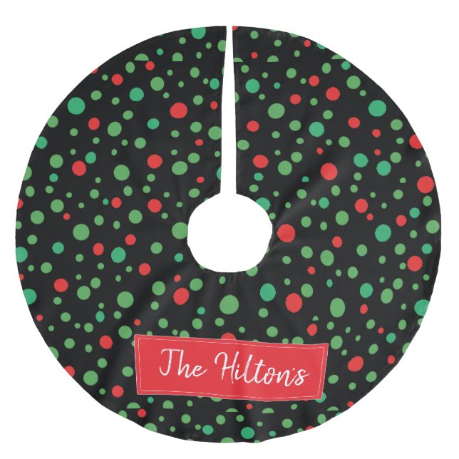 Whimsical Personalized  Polka Dot Christmas Skirt Brushed Polyester Tree Skirt (Front)
