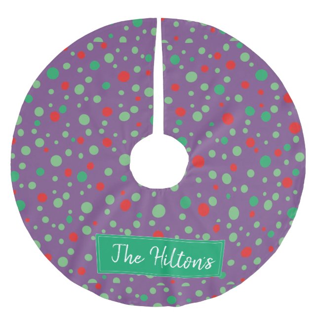 Whimsical Personalized  Polka Dot Christmas Skirt Brushed Polyester Tree Skirt (Front)