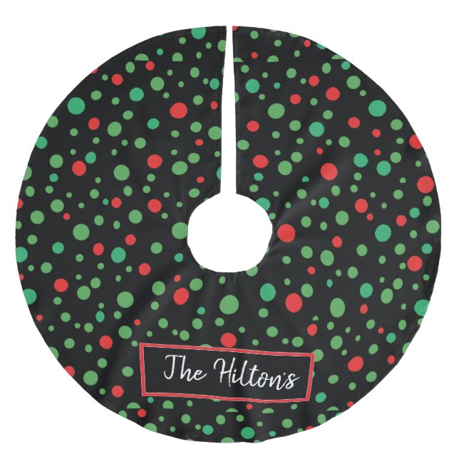 Whimsical Personalized  Polka Dot Christmas Skirt Brushed Polyester Tree Skirt (Front)
