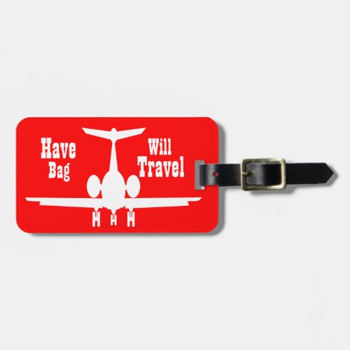 Whimsical Personalized Red Airplane Luggage Tag