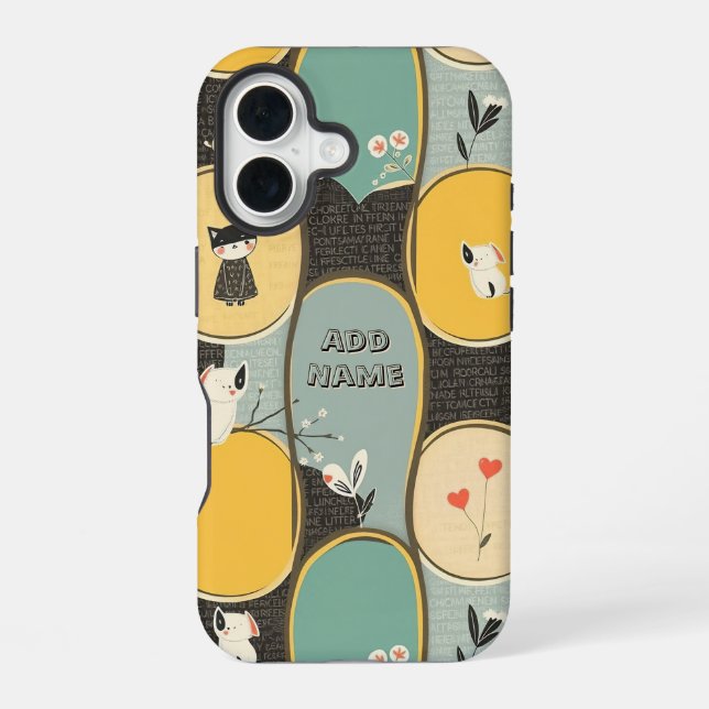 Whimsical Pet and Floral Pattern Iphone Case (Back)