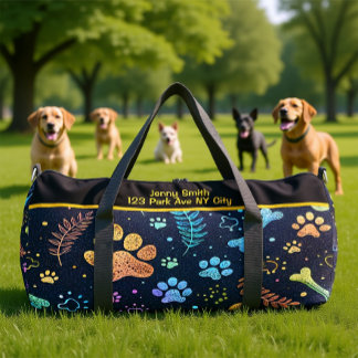 Whimsical Pet Print Travel Organizer Duffle Bag