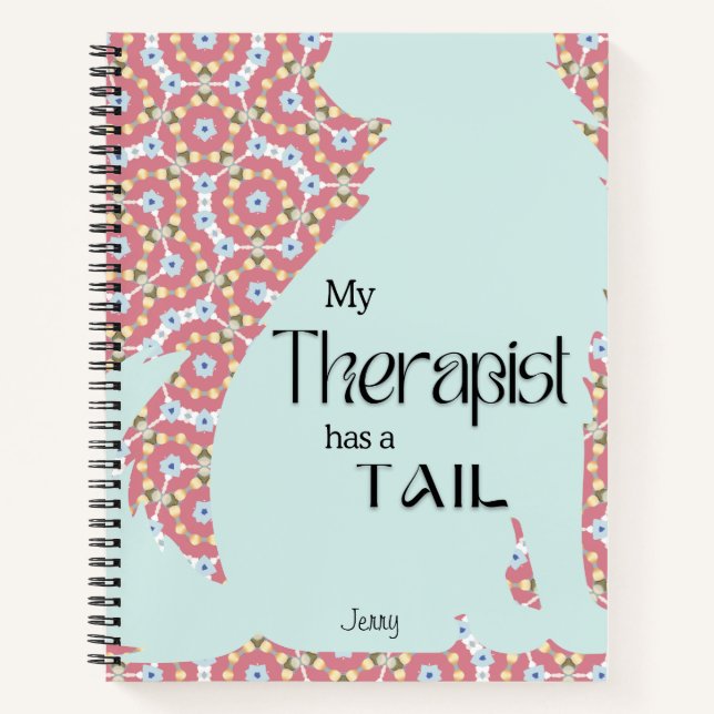 Whimsical Pet Therapy Humor Pink Blue Notebook (Front)