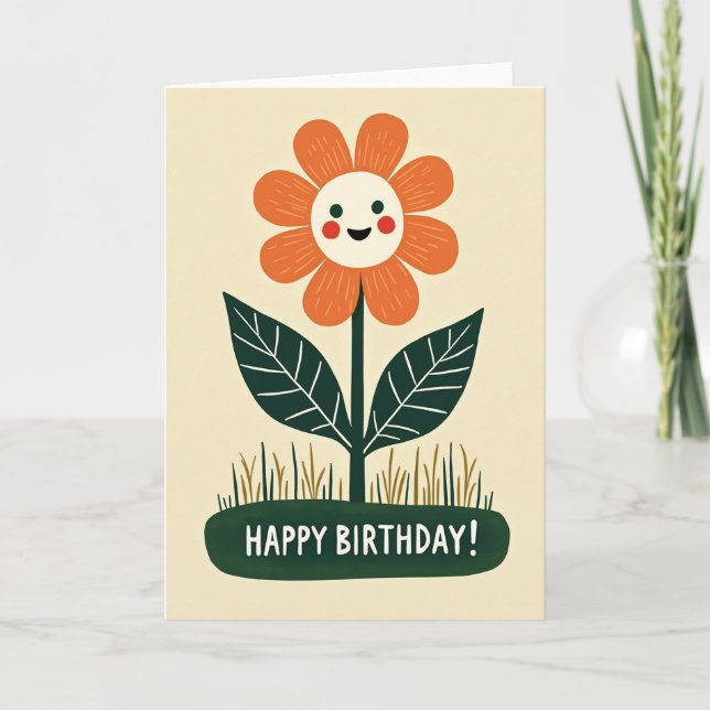Whimsical Petal Birthday Card (Front)