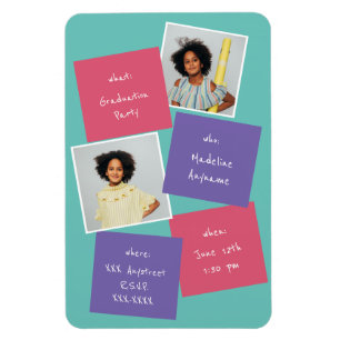 Whimsical Photo Graduation Invitation Lavender Magnet