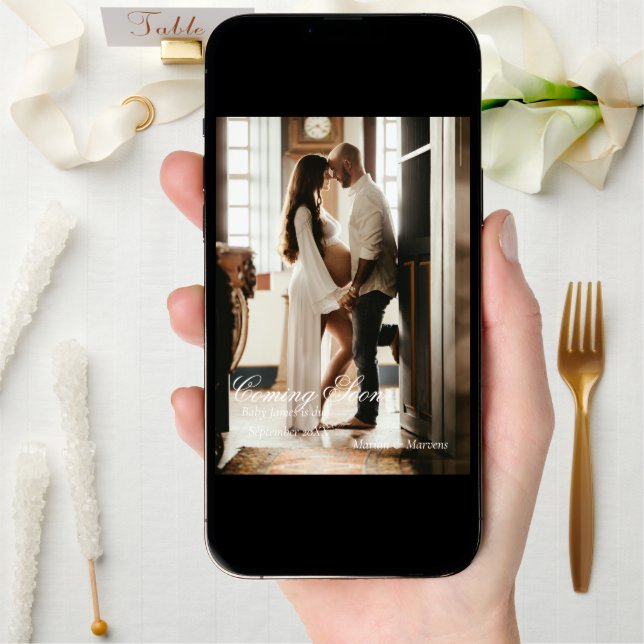 Whimsical  photo pregnancy  announcement card (Front Digital)