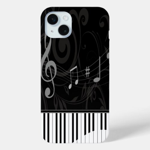 Whimsical Piano and Musical Notes iPhone 15 Plus Case