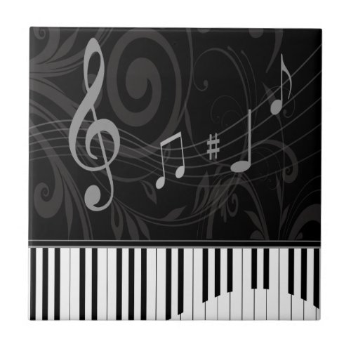 Whimsical Piano and Musical Notes Ceramic Tile