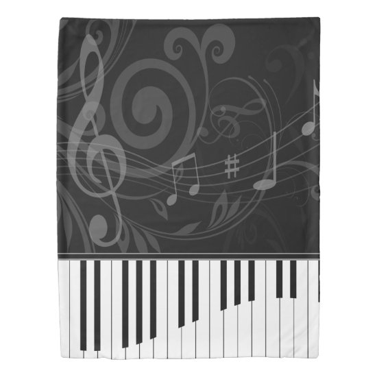 Whimsical Piano and Musical Notes Duvet Cover
