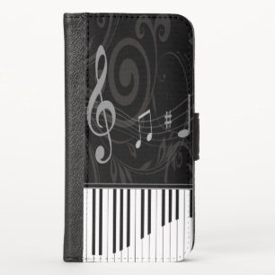 Whimsical Piano and Musical Notes iPhone XS Wallet Case
