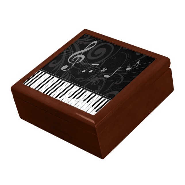 Whimsical Piano and Musical Notes Keepsake Box (Side)