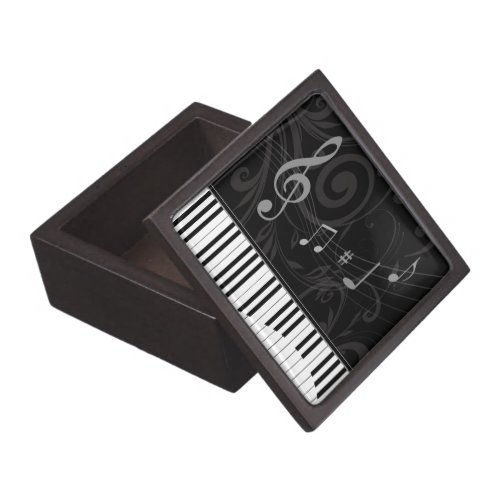 Whimsical Piano and Musical Notes Keepsake Box