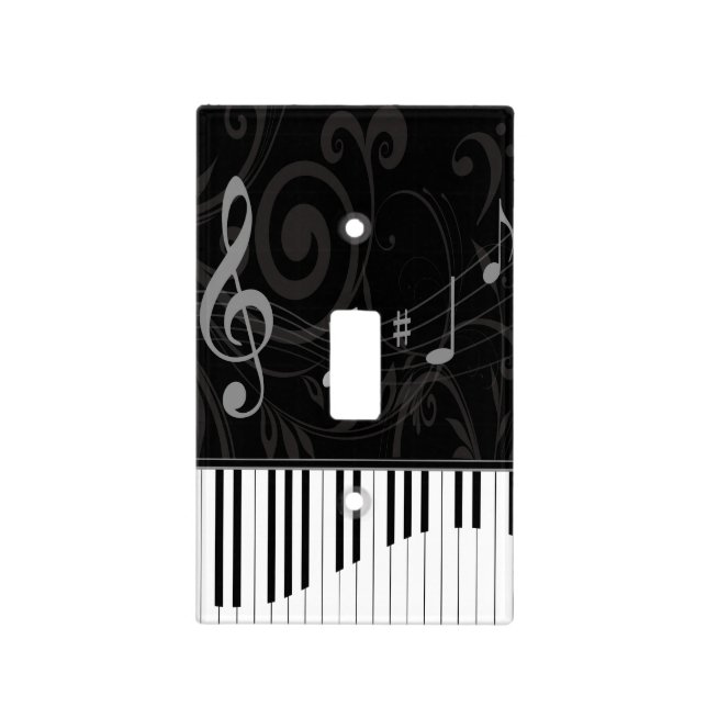 Whimsical Piano and Musical Notes Light Switch Cover (Front)