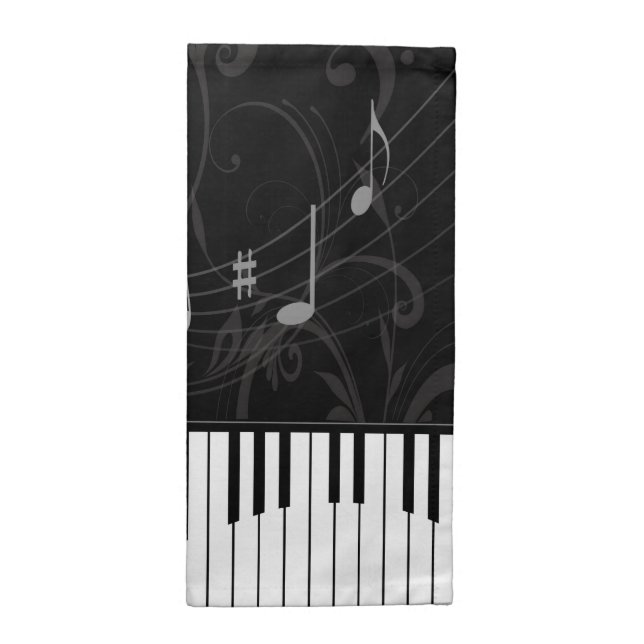 Whimsical Piano and Musical Notes Napkin (Half Fold)