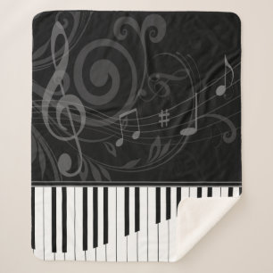 Whimsical Piano and Musical Notes Sherpa Blanket