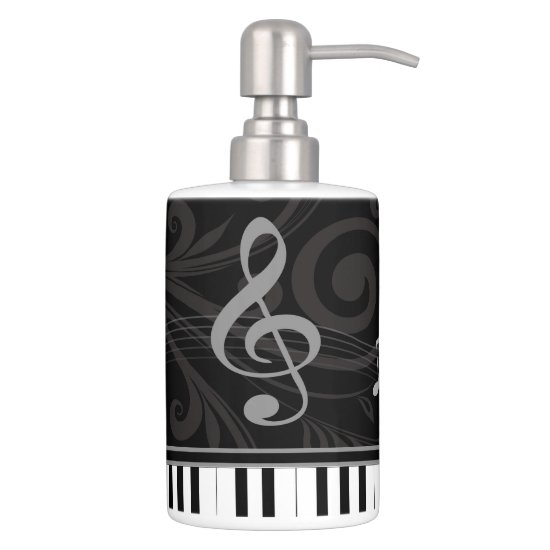 Whimsical Piano and Musical Notes Soap Dispenser & Toothbrush Holder