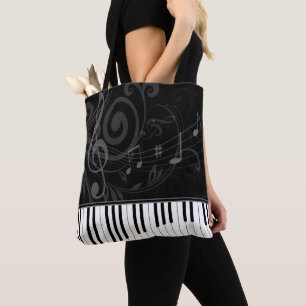 Whimsical Piano and Musical Notes Tote Bag