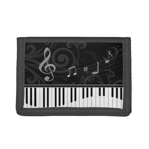 Whimsical Piano and Musical Notes Tri_fold Wallet