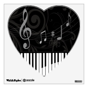 Whimsical Piano and Musical Notes Wall Sticker