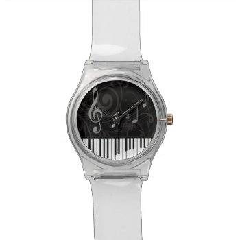 Whimsical Piano And Musical Notes Watch by giftsbonanza at Zazzle