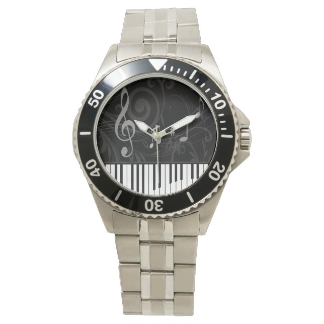 Whimsical Piano and Musical Notes Watch (Front)