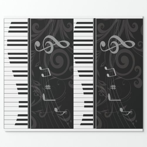 Whimsical Piano and Musical Notes Wrapping Paper