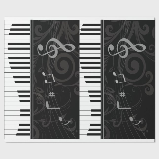 Whimsical Piano and Musical Notes Wrapping Paper (Seam)