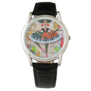 Whimsical Piano Keys Music Ballerina Watch