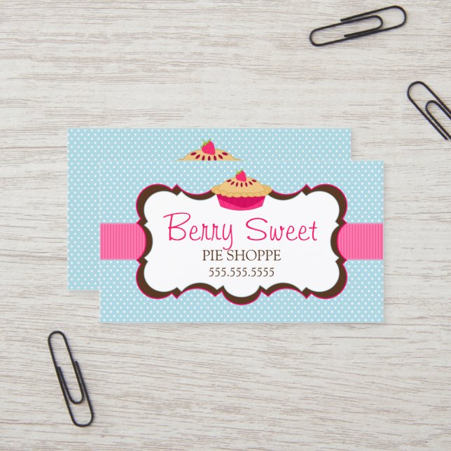 Whimsical Pie Bakery Business Card (Front/Back In Situ)