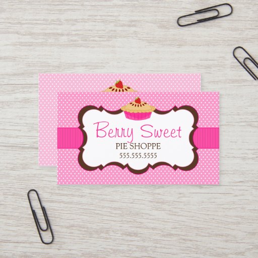 Customizable Whimsical Pie Bakery Pink Business Cards
