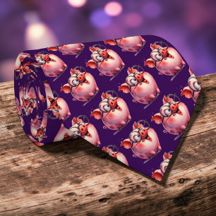 Whimsical Pig Custom Necktie Tie